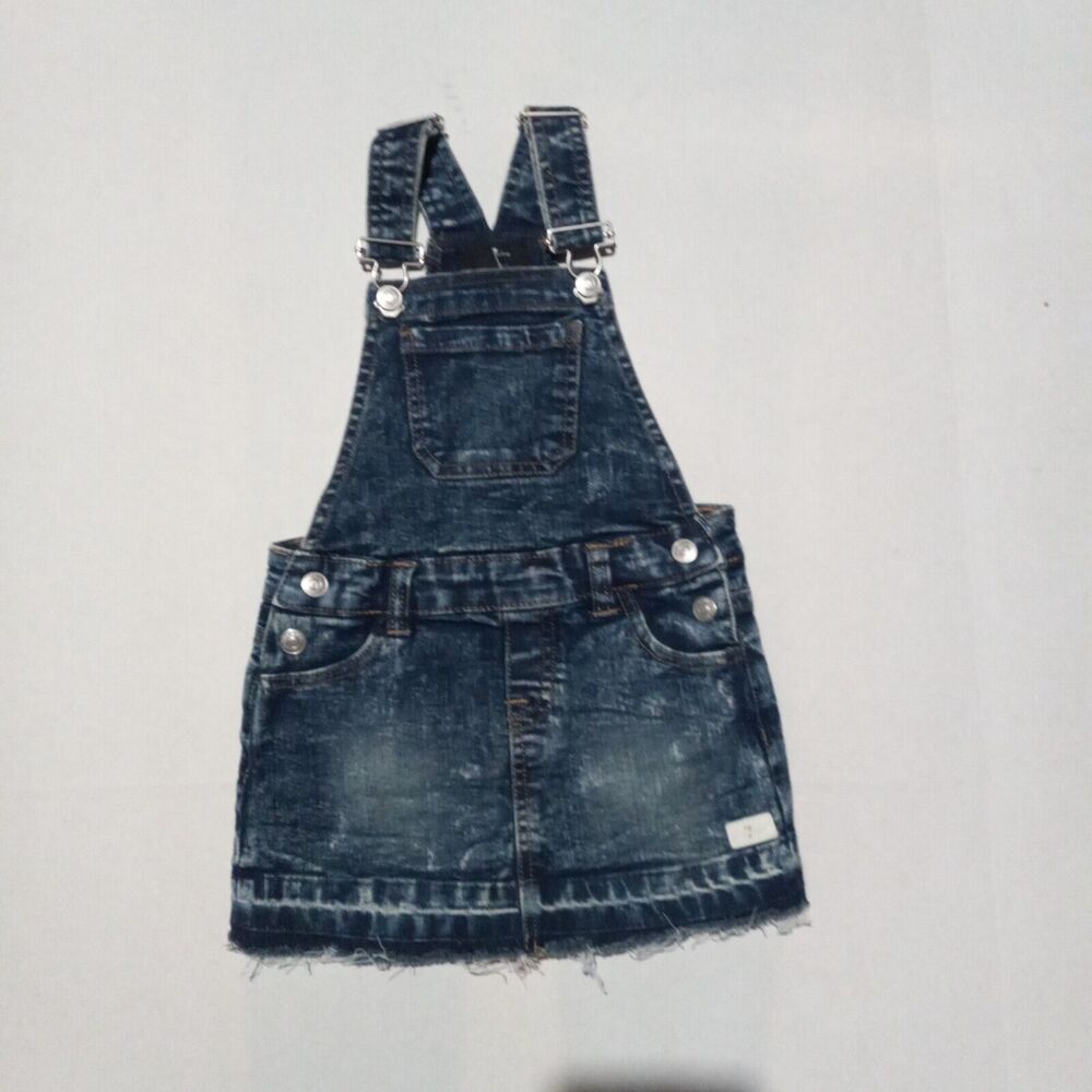 7 For All Mankind Denim Overall Dress-Size 2T-Adjustable Straps-Snap Sides-
